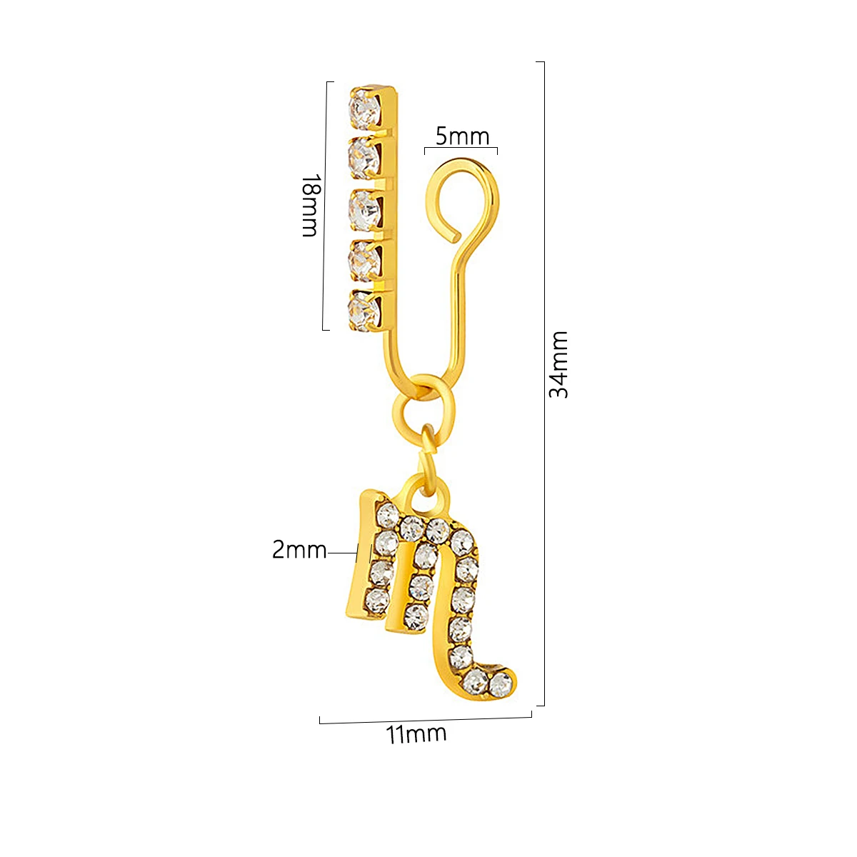 Body Jewelry Cartilage Earrings - 금속 지르콘 12 조디악 이어 클립,