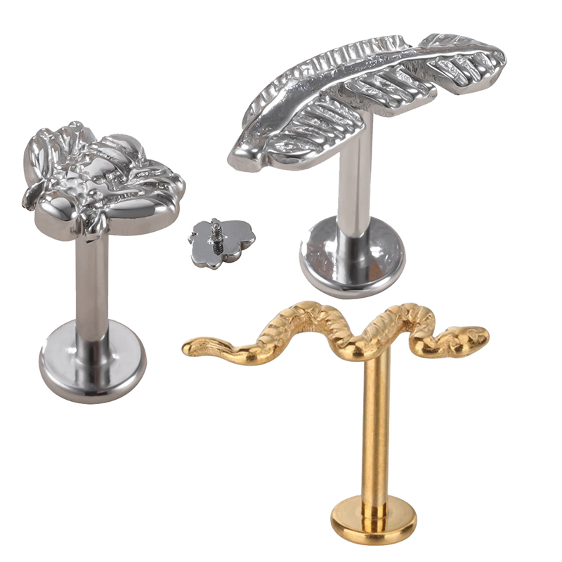Body Jewelry Metal Types - G23 티타늄 뱀/벌/깃털/유형 PIERC 립 스터드