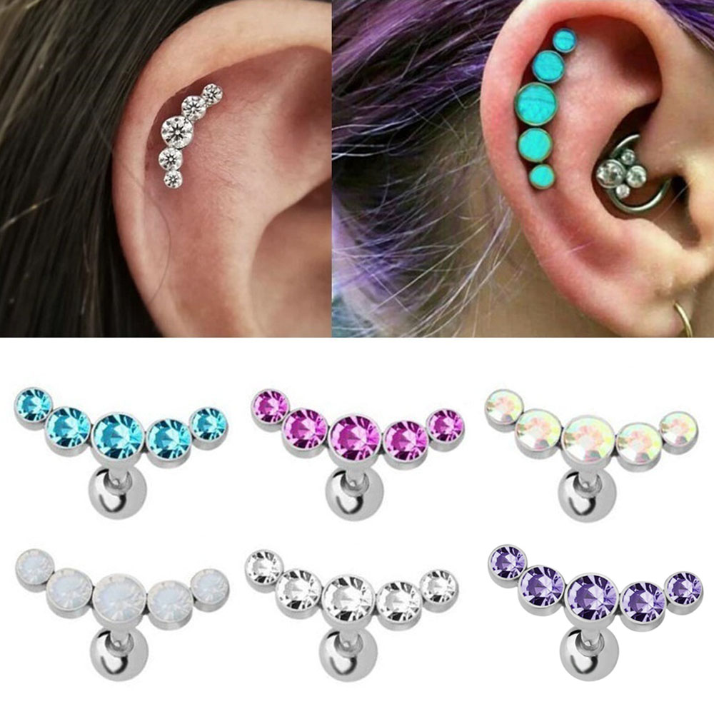 Body Jewelry Cartilage Earrings - 1개 패션 16G 크리스탈 젬 오팔