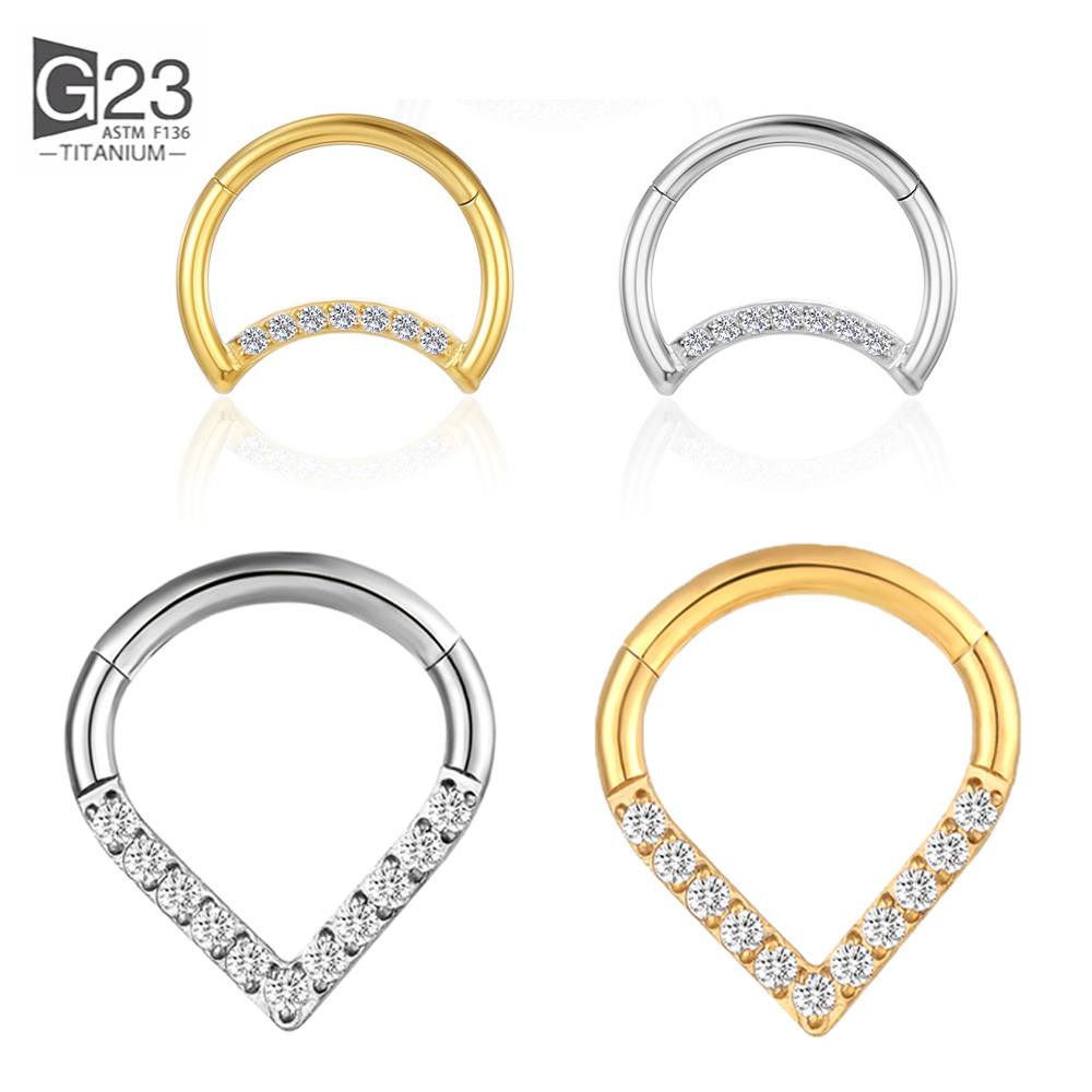 Septum Clicker Ring - F136 티타늄 힌지 티어 드롭 세그먼트