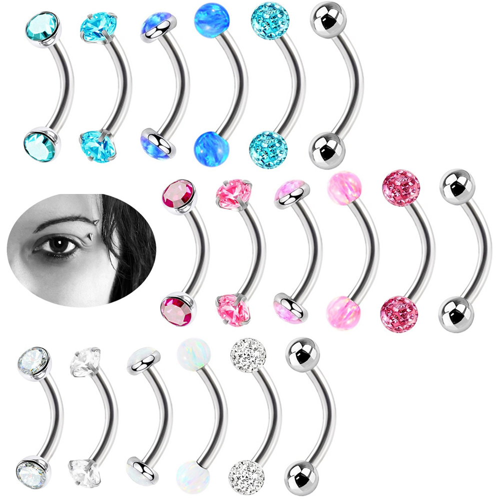 Body Jewelry Metal Types - 혼합 타입 오팔 크리스탈 아이브로우 링
