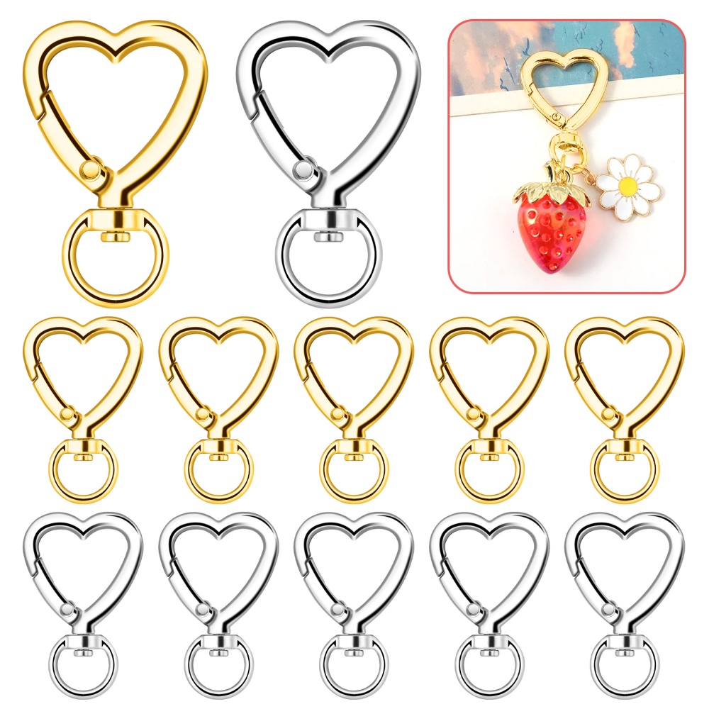 Daith Heart Ring - 10개 금속 하트 모양 로브스터 클로