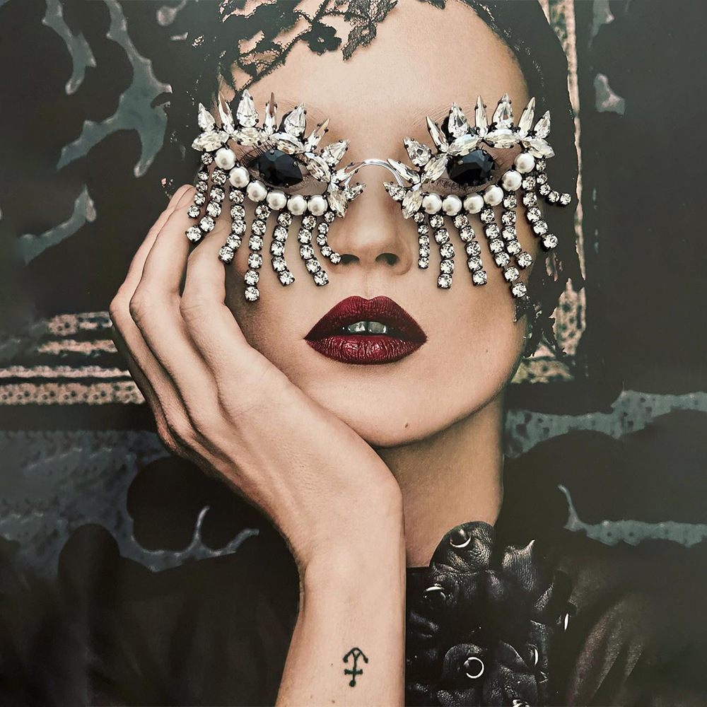 Body Jewelry Luxury - Stonefans 여성용 술 안경 프레임, 디자이너