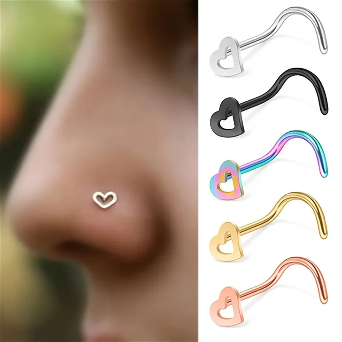 Body Jewelry Metal Types - EVISPOL 5종 패션 하트 모양 스테인리스