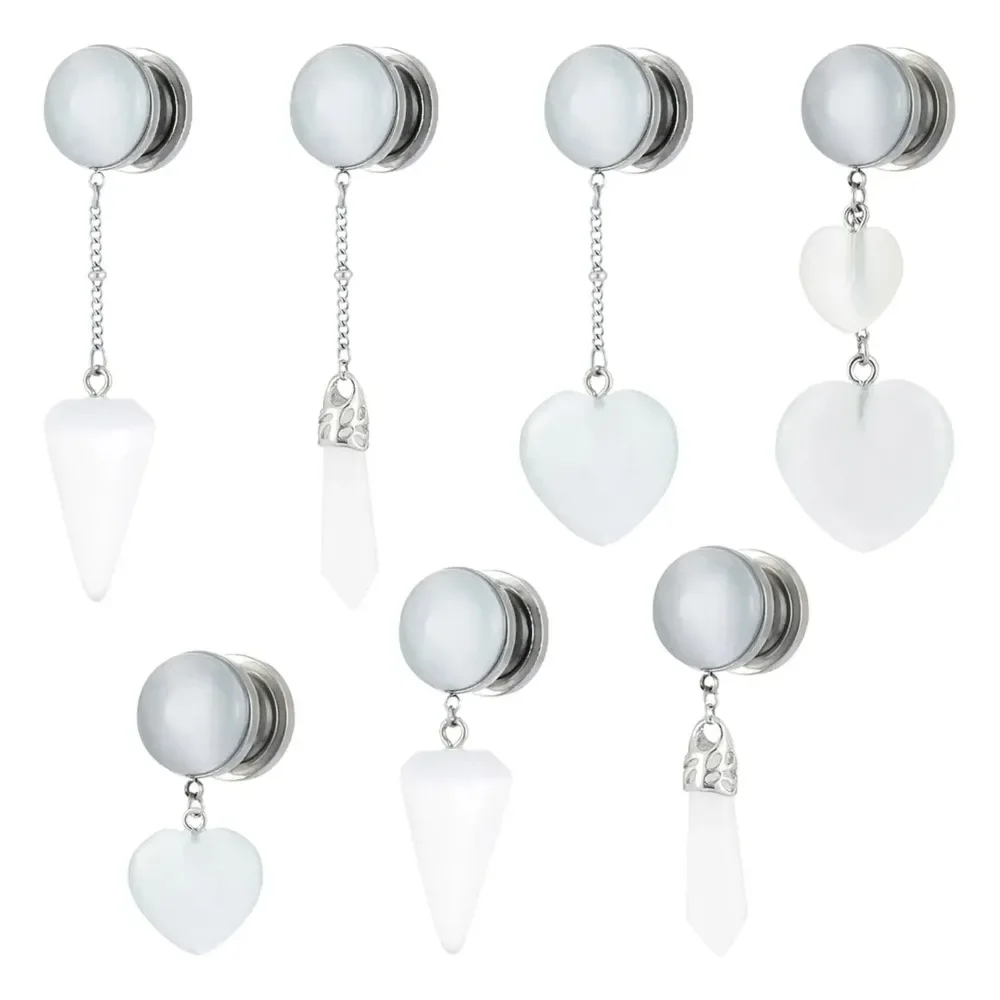 멀티 타입 드롭 댕글 태슬 천연석 이어 게이지 플러그, - Body Jewelry Metal Types 리뷰 및 가격