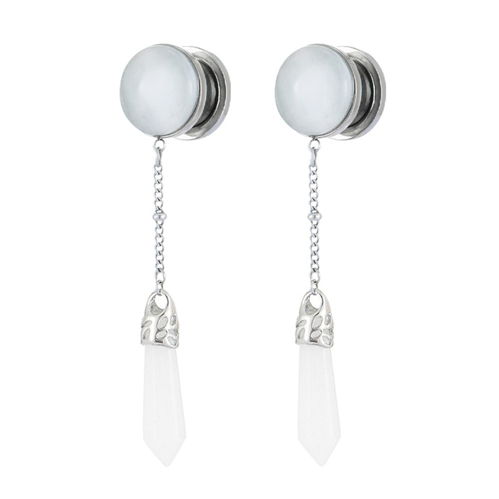 멀티 타입 드롭 댕글 태슬 천연석 이어 게이지 플러그, - Body Jewelry Metal Types 리뷰 및 가격