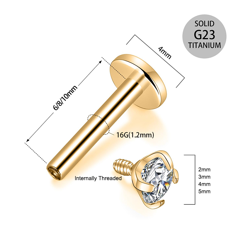 16G 티타늄 내부 나사산 플랫 백 큐빅 지르코니아 스 - Body Jewelry Cartilage Earrings 리뷰 및 가격