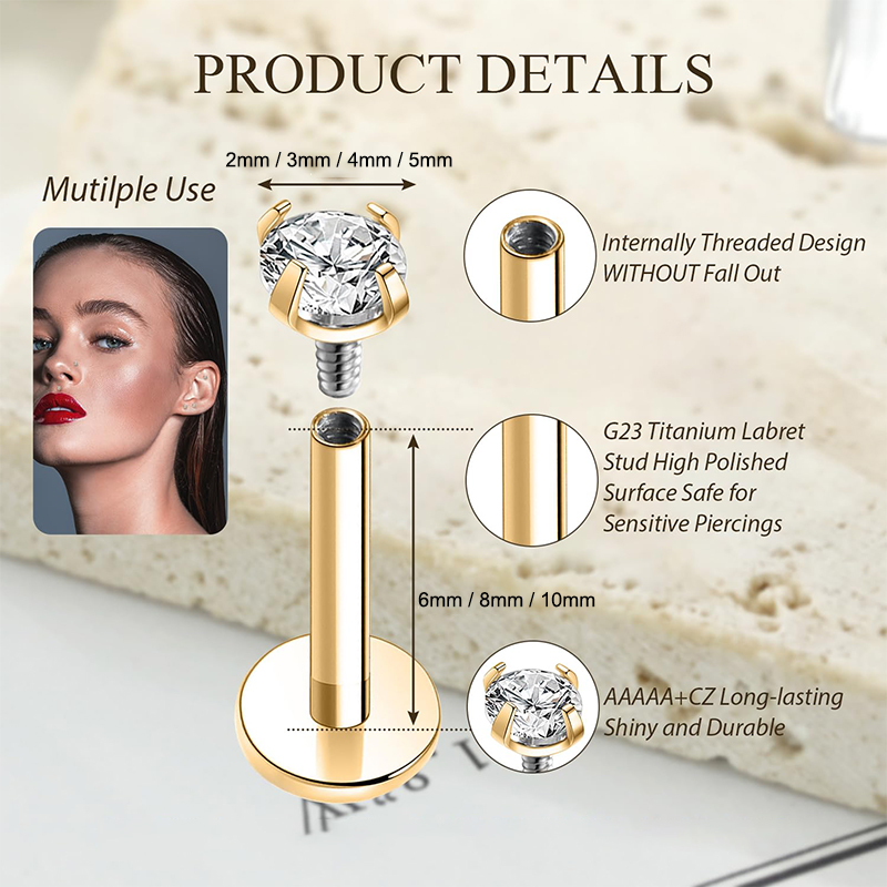 16G 티타늄 내부 나사산 플랫 백 큐빅 지르코니아 스 - Body Jewelry Cartilage Earrings 리뷰 및 가격
