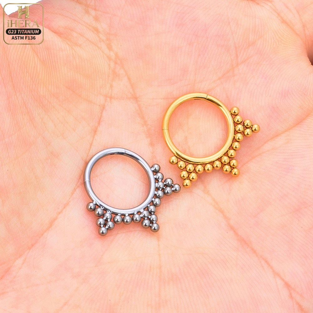 ASTM F136 티타늄 고급 CZ 인레이드 힌지드 세 - Septum Clicker Ring 리뷰 및 가격