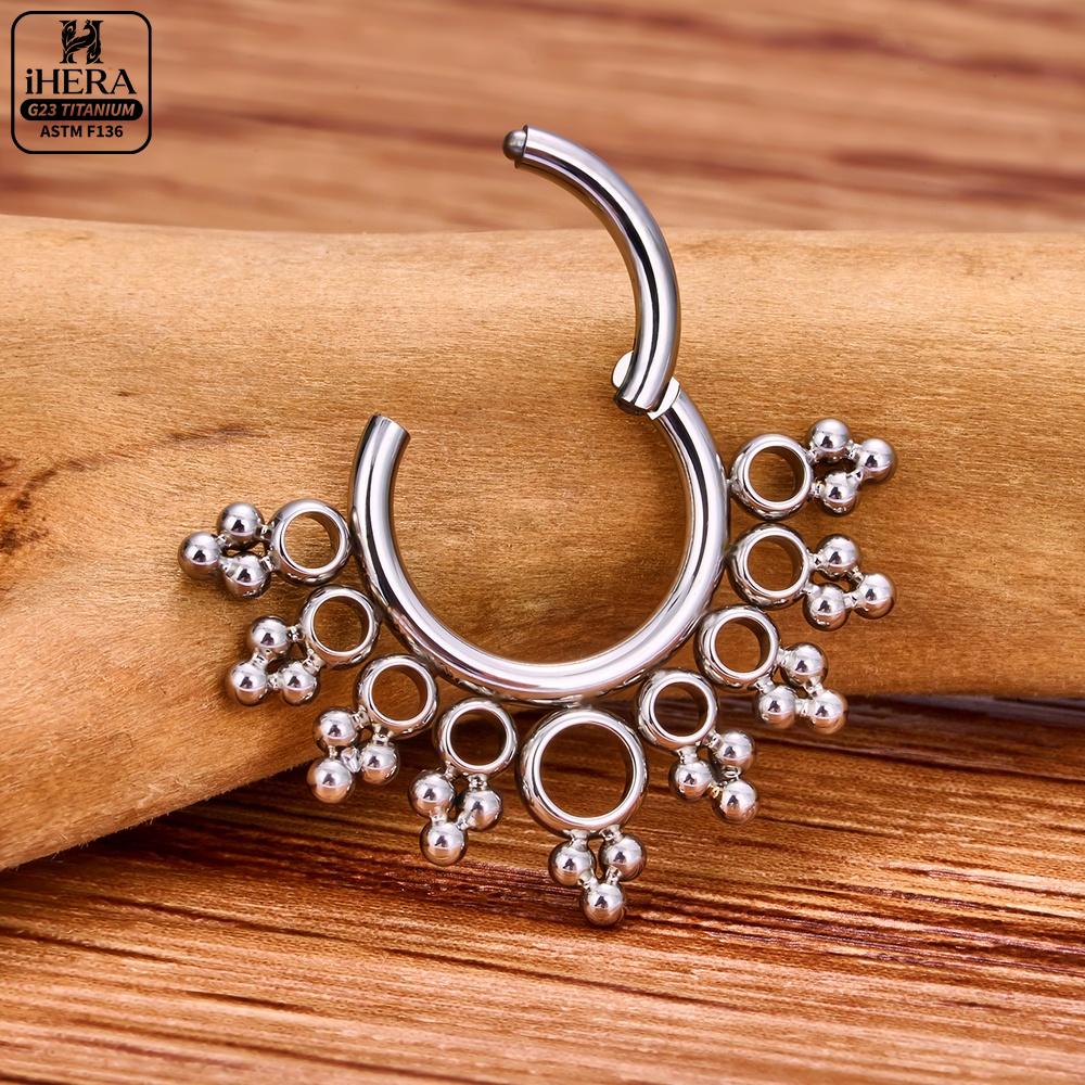 ASTM F136 티타늄 고급 CZ 인레이드 힌지드 세 - Septum Clicker Ring 리뷰 및 가격