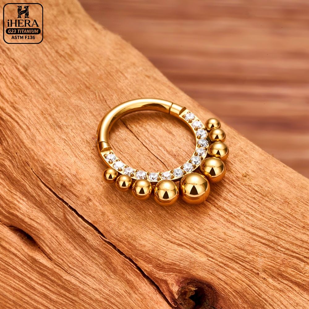 ASTM F136 티타늄 고급 CZ 인레이드 힌지드 세 - Septum Clicker Ring 리뷰 및 가격