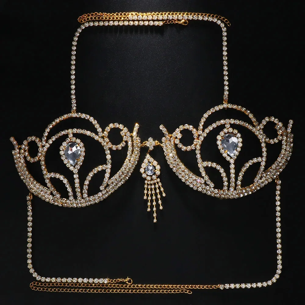 여성용 럭셔리 라인석 비키니 브라, 기하학적 물방울 하 - Body Jewelry Chest 리뷰 및 가격