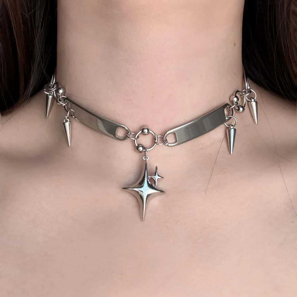 펑크 스타 리벳 초커, 록 주얼리, Y2K 액세서리,  - Daith Heart Ring 리뷰 및 가격