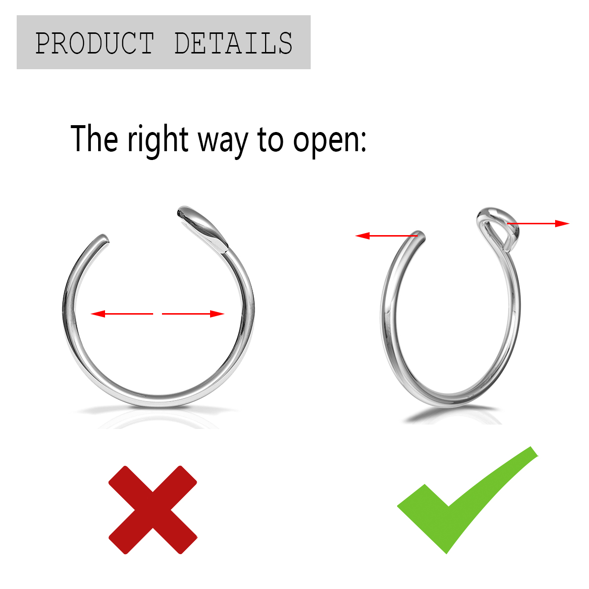 2개 스테인리스 스틸 개성있는 C형 무료 피어싱 코링  - Body Jewelry Metal Types 리뷰 및 가격