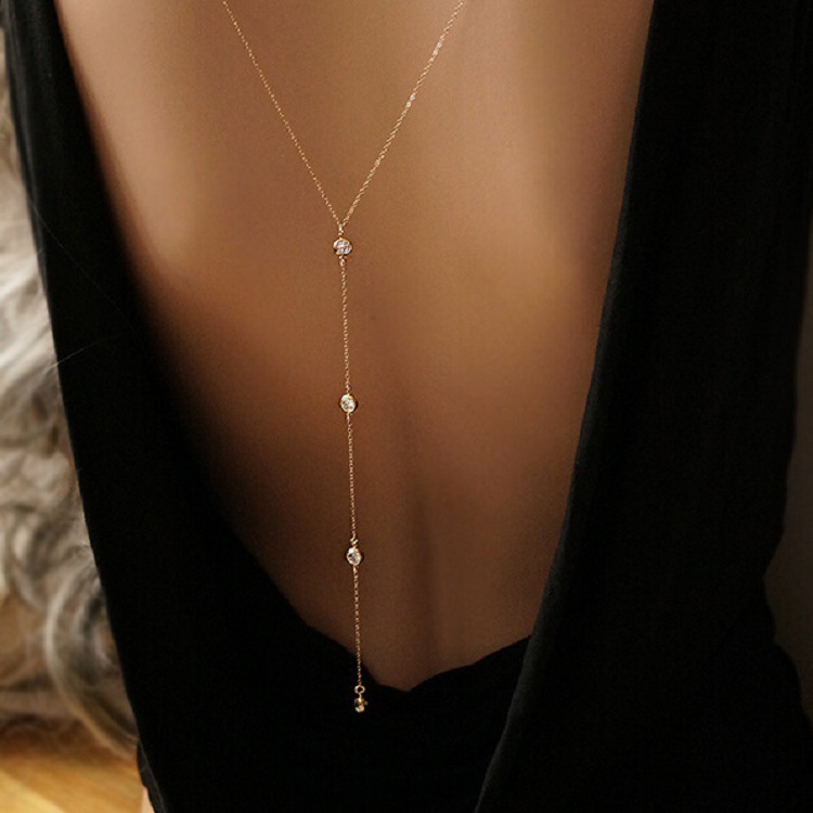 새로운 라인스톤 섹시 여성 백 체인 목걸이 비키니 비치 - Body Jewelry Chest 리뷰 및 가격