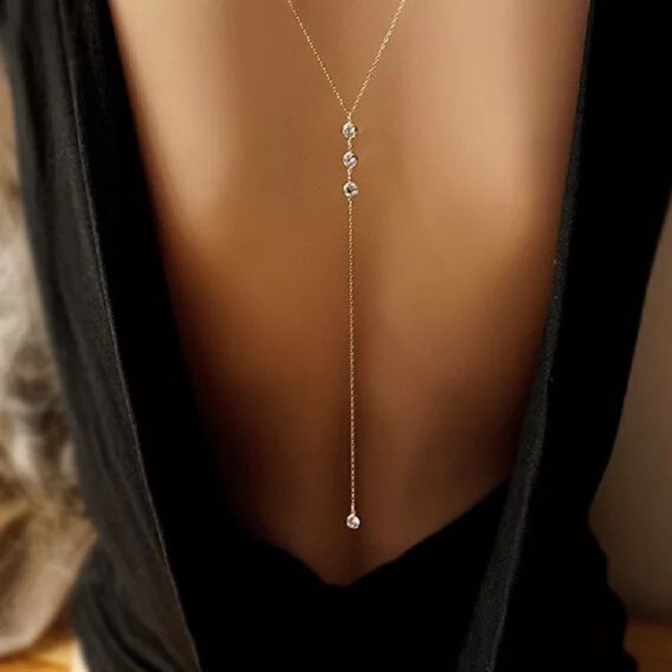 새로운 라인스톤 섹시 여성 백 체인 목걸이 비키니 비치 - Body Jewelry Chest 리뷰 및 가격