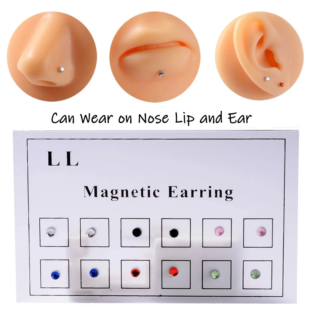 12PCS/카드 가짜 사기꾼 비 피어싱 자석 귀 Tra - Body Jewelry Cartilage Earrings 리뷰 및 가격