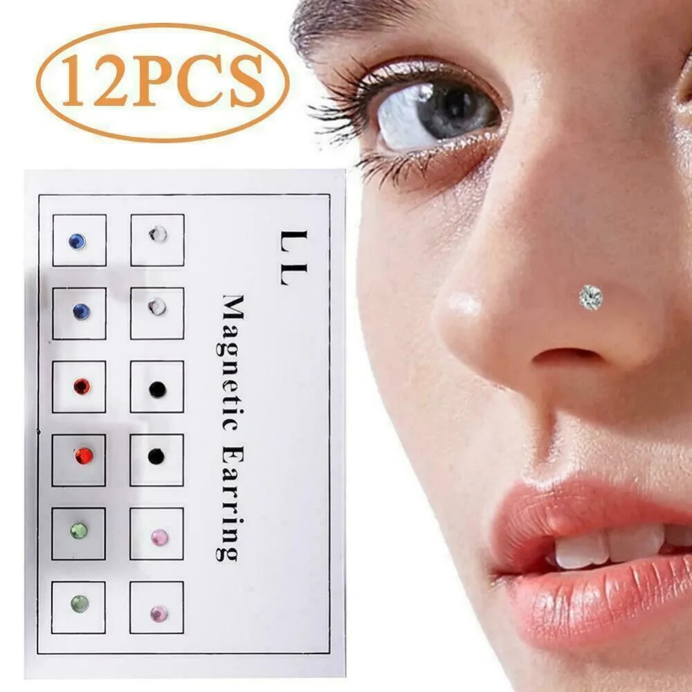 12PCS/카드 가짜 사기꾼 비 피어싱 자석 귀 Tra - Body Jewelry Cartilage Earrings 리뷰 및 가격