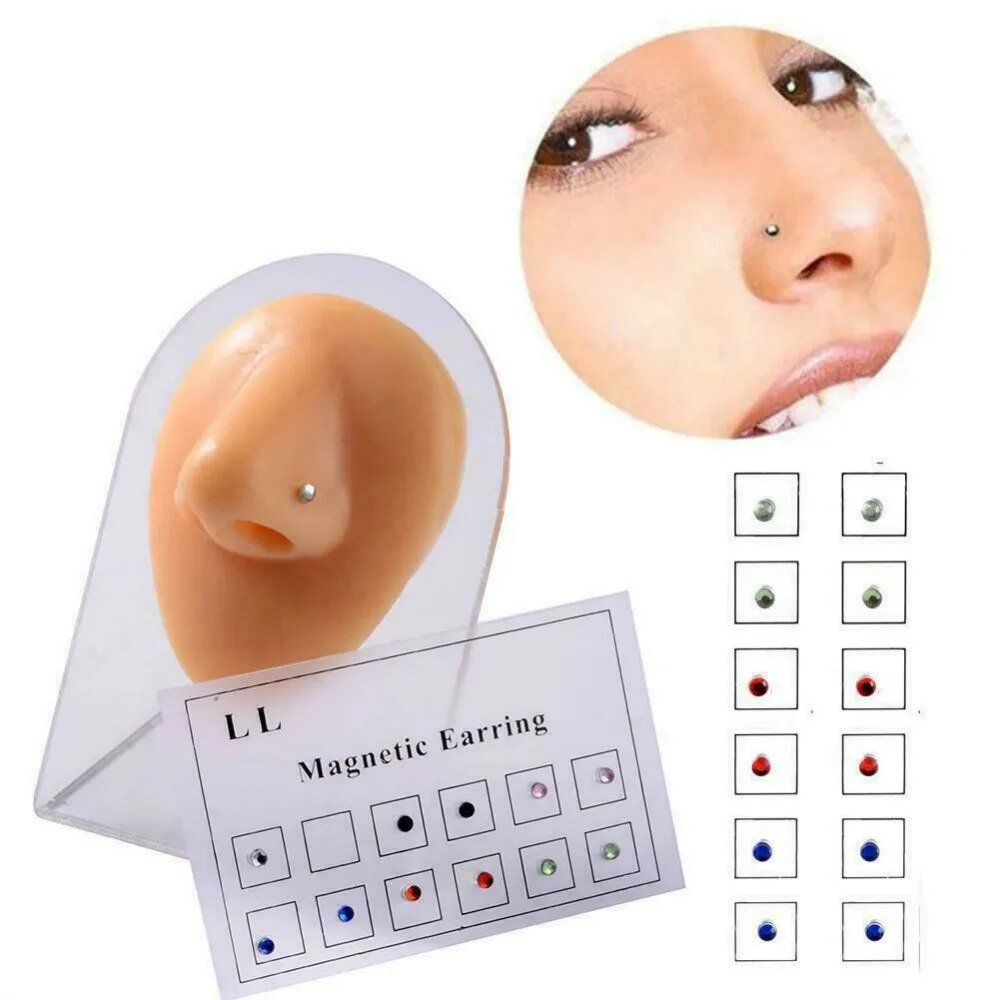 12PCS/카드 가짜 사기꾼 비 피어싱 자석 귀 Tra - Body Jewelry Cartilage Earrings 리뷰 및 가격