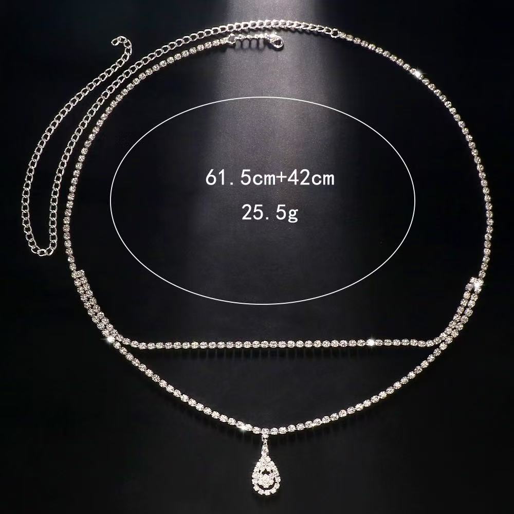 럭셔리 라인스톤 더블 체인 물방울 허리 체인 여성용 바 - Body Jewelry Luxury 리뷰 및 가격