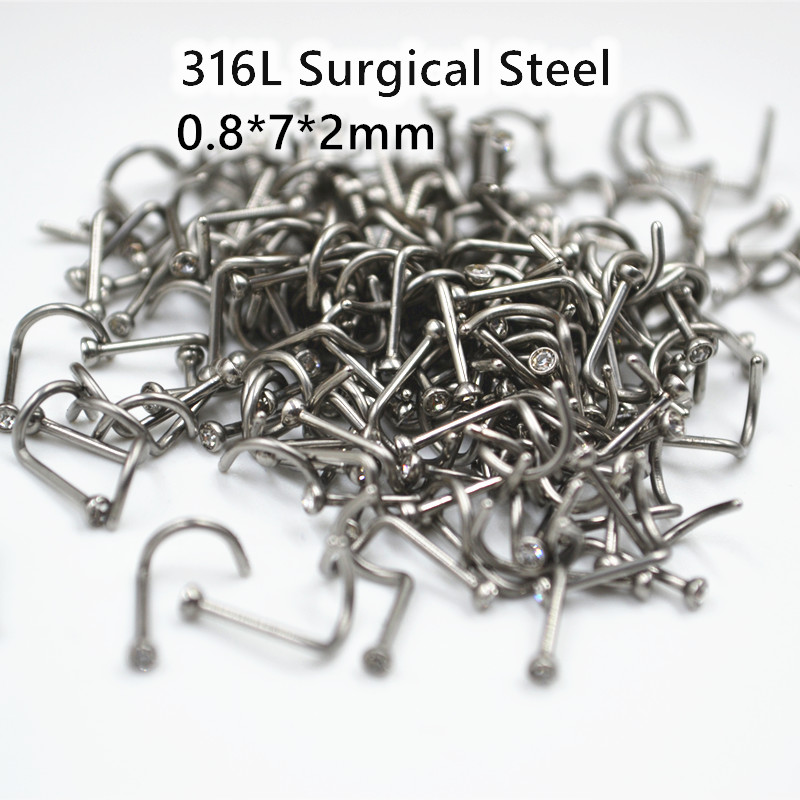 50pcs 20Gx7x2mm 보석 코 링 내 콧 구멍  - Body Jewelry Good Quality 리뷰 및 가격