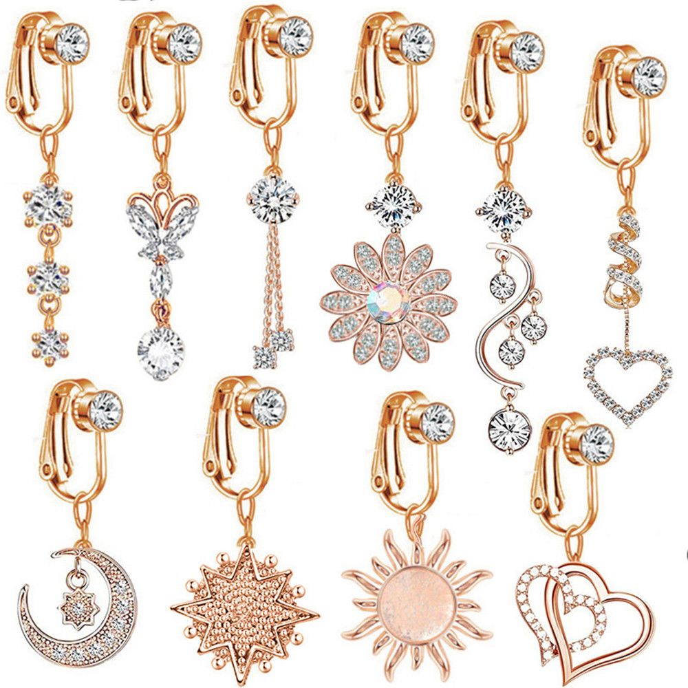 클립형 배꼽 피어싱, 가짜 배꼽 링, 바디 주얼리, 배 - Body Jewelry Cartilage Earrings 리뷰 및 가격