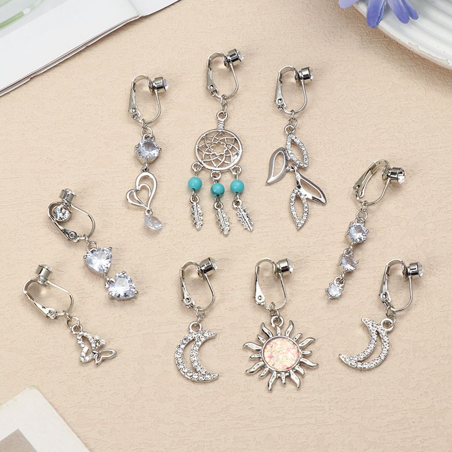 가짜 배꼽 피어싱 하트 클립형 배꼽 피어싱 달 모양 연 - Body Jewelry Cartilage Earrings 리뷰 및 가격