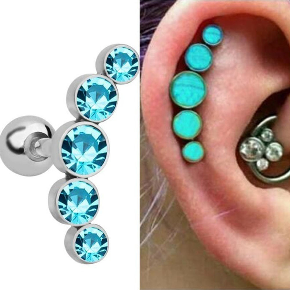 1개 패션 16G 크리스탈 젬 오팔 귀 피어싱 바디 주 - Body Jewelry Cartilage Earrings 리뷰 및 가격