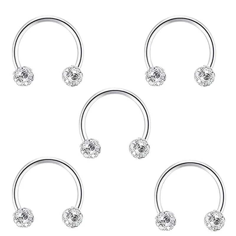 5pc 스테인레스 스틸 라인 석 공 나선형 립 링 펑크 - Body Jewelry Metal Types 리뷰 및 가격