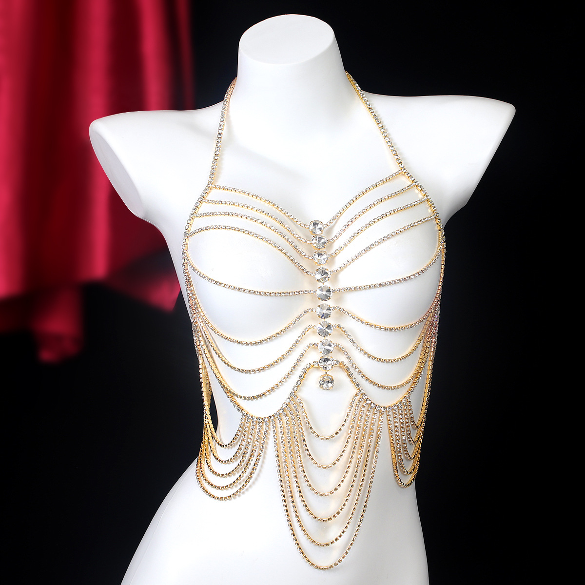 여성용 스트라이프 술, 레트로 스타일 라인석 체스트 체 - Body Jewelry Luxury 리뷰 및 가격