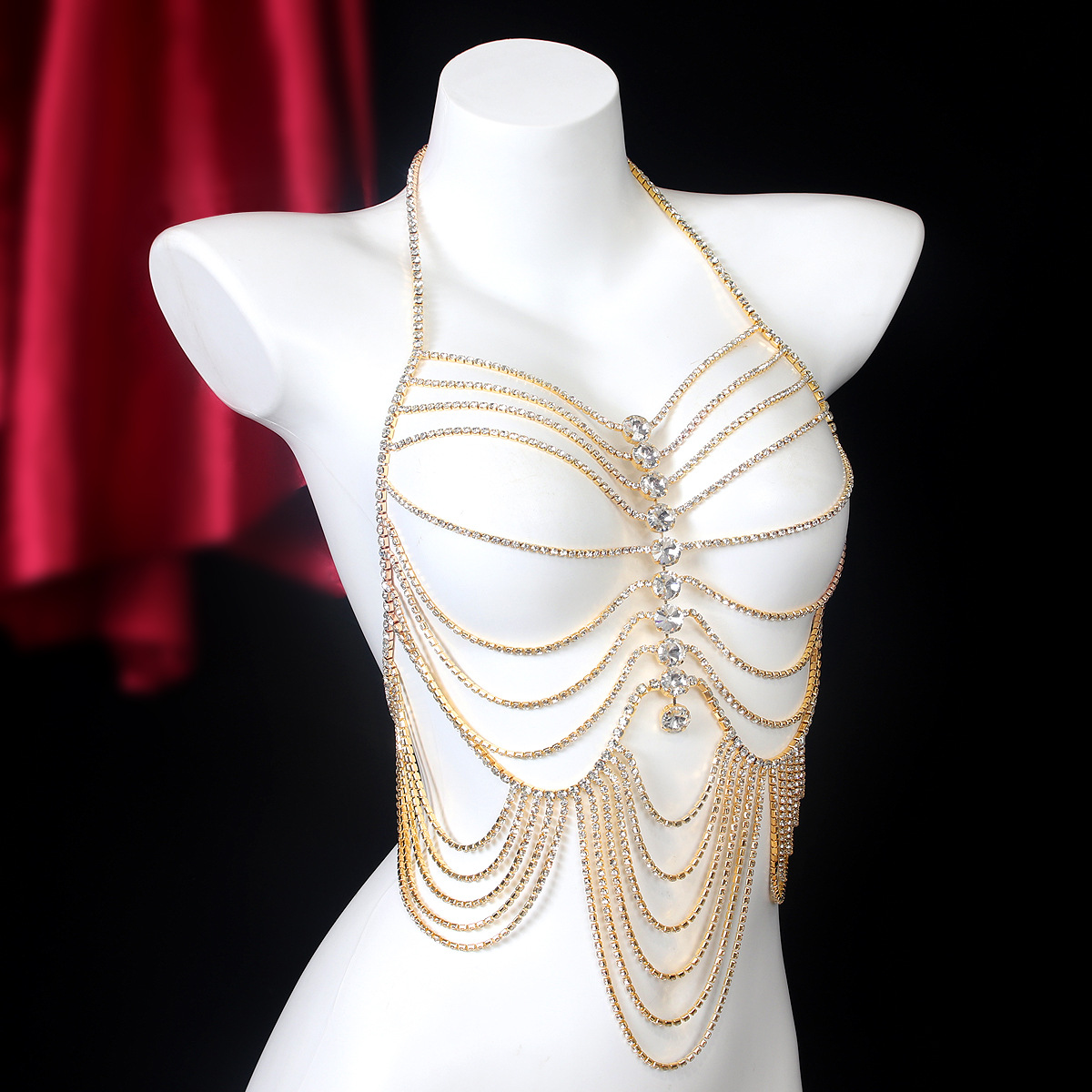 여성용 스트라이프 술, 레트로 스타일 라인석 체스트 체 - Body Jewelry Luxury 리뷰 및 가격