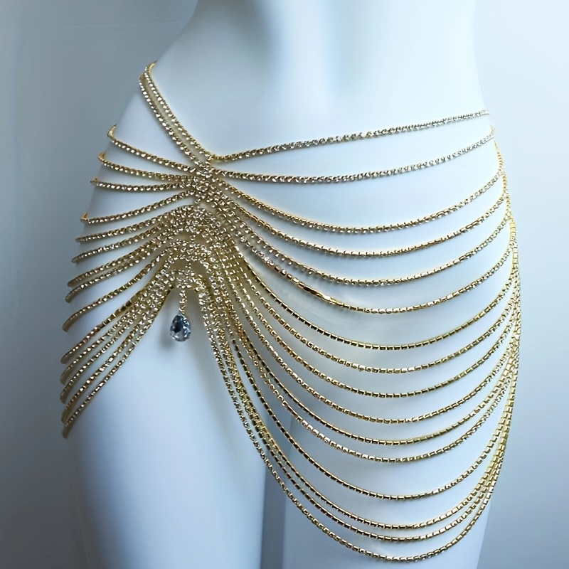 1개 섹시한 반짝이는 태슬 크리스탈 허리 체인 여성용  - Body Jewelry Luxury 리뷰 및 가격