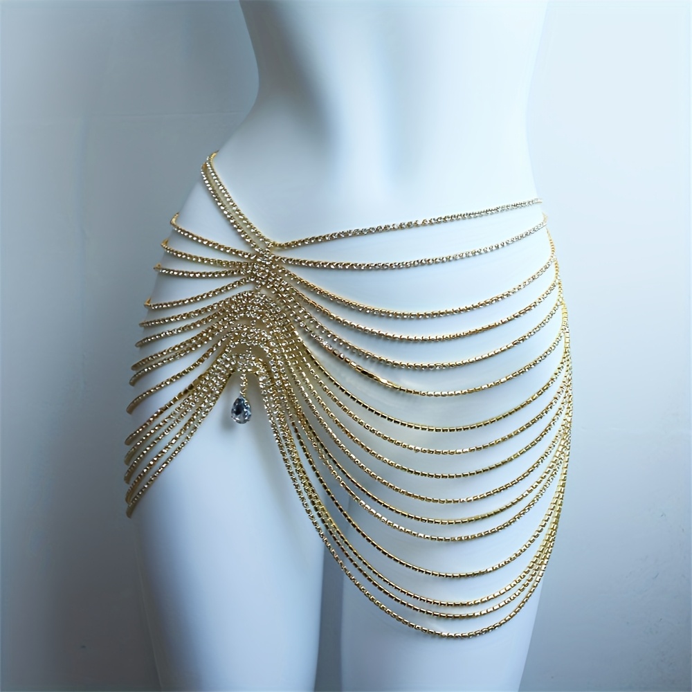 1개 섹시한 반짝이는 태슬 크리스탈 허리 체인 여성용  - Body Jewelry Luxury 리뷰 및 가격