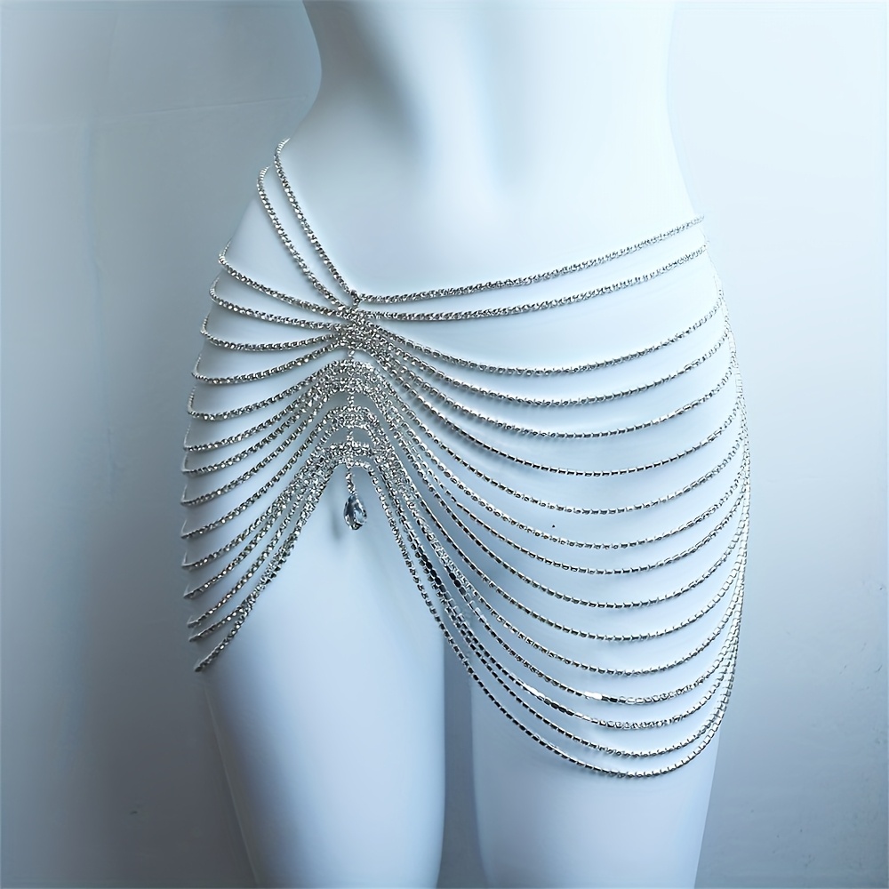 1개 섹시한 반짝이는 태슬 크리스탈 허리 체인 여성용  - Body Jewelry Luxury 리뷰 및 가격