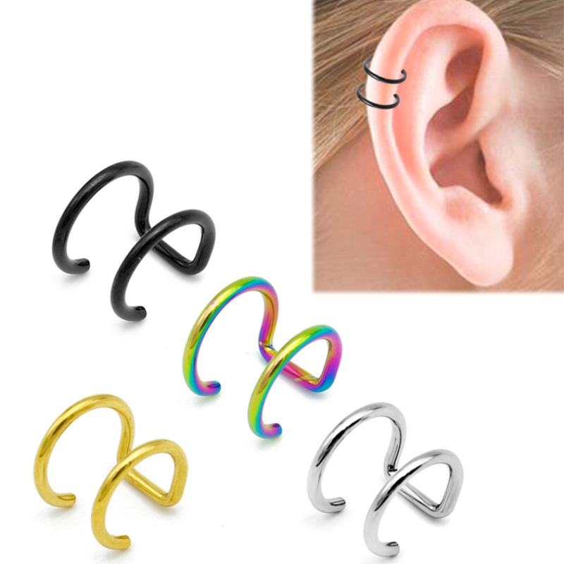 2개 세트 316L 스테인리스 스틸 클립형 이어커프 헬 - Body Jewelry Cartilage Earrings 리뷰 및 가격