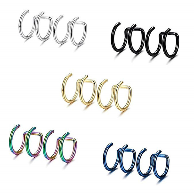 2개 세트 316L 스테인리스 스틸 클립형 이어커프 헬 - Body Jewelry Cartilage Earrings 리뷰 및 가격