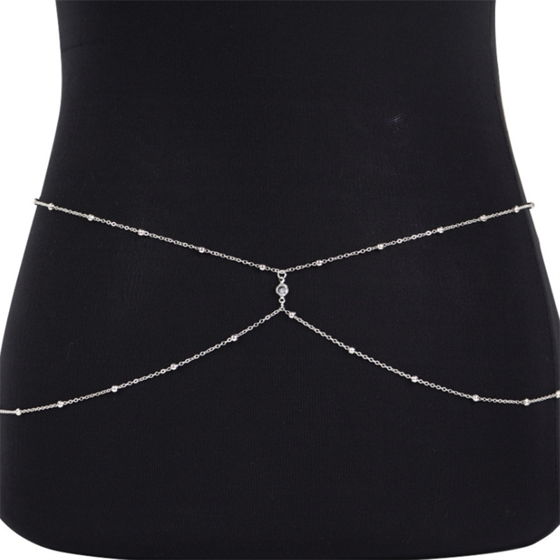 여성용 클리어 라인석 비즈 밸리 체인, 골드 실버 컬러 - Body Jewelry Chest 리뷰 및 가격