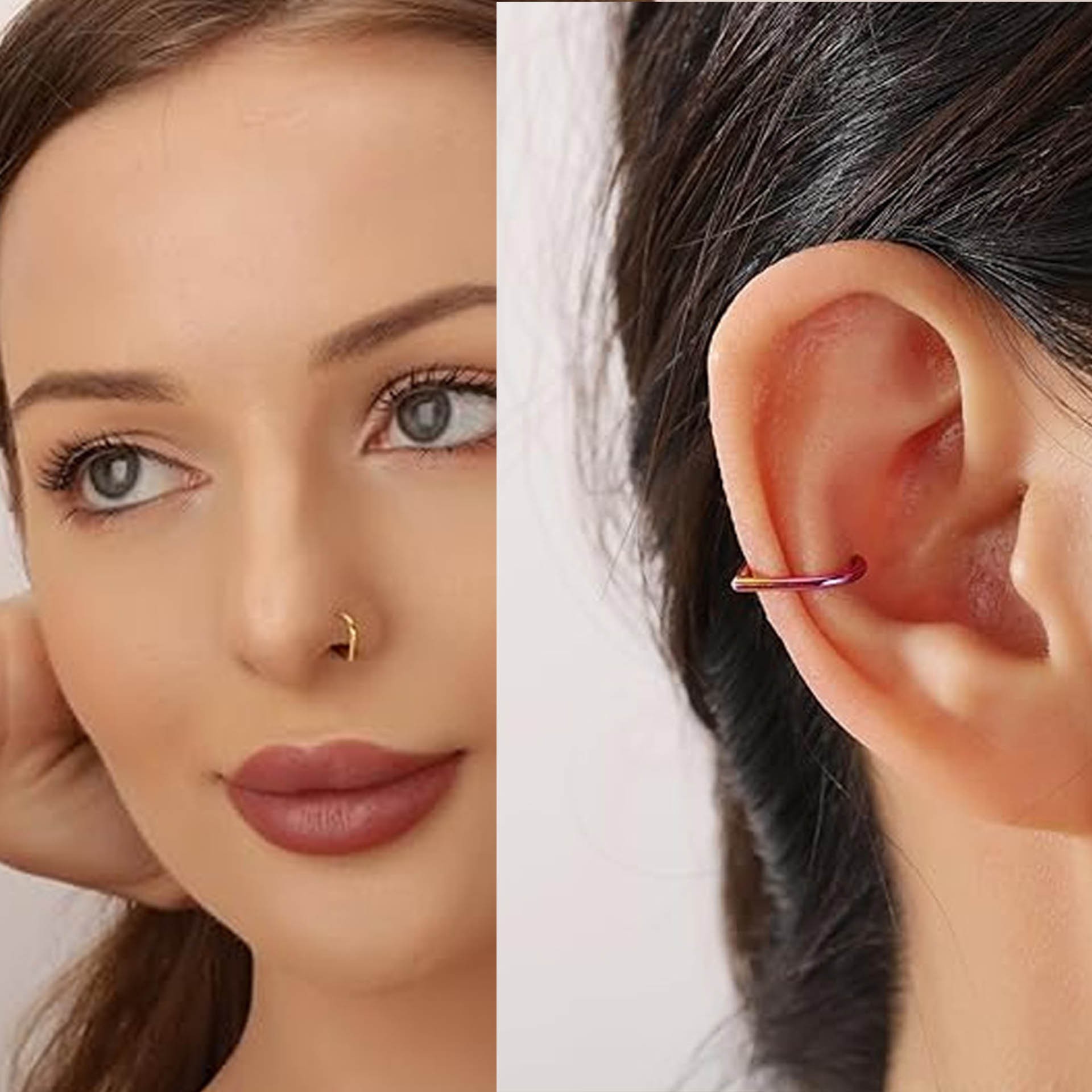 5개 스테인리스 스틸 가짜 코링 커프 세트 조절 가능한 - Body Jewelry Cartilage Earrings 리뷰 및 가격