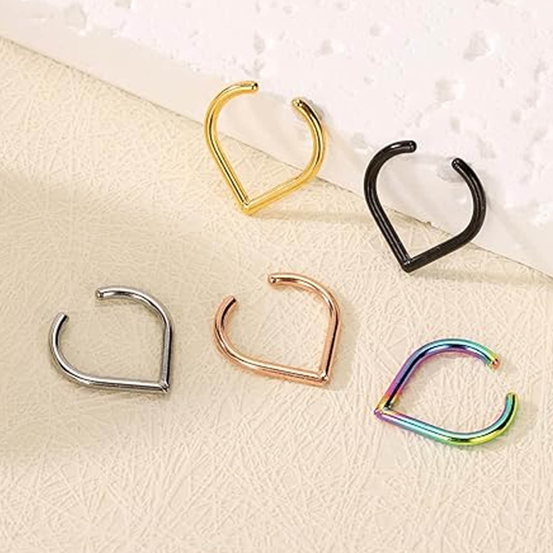 5개 스테인리스 스틸 가짜 코링 커프 세트 조절 가능한 - Body Jewelry Cartilage Earrings 리뷰 및 가격