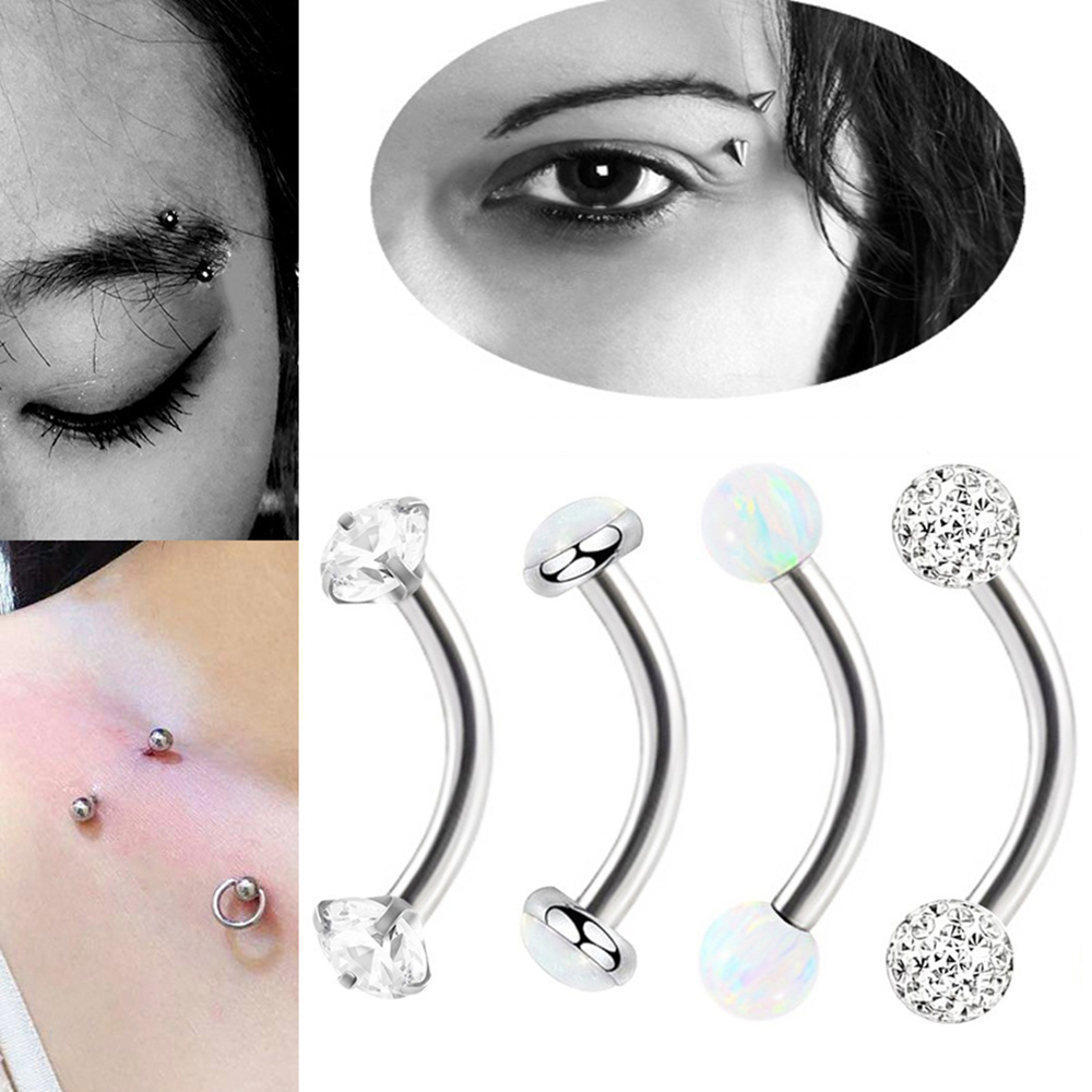 혼합 타입 오팔 크리스탈 아이브로우 링 스틸 바 커브  - Body Jewelry Metal Types 리뷰 및 가격