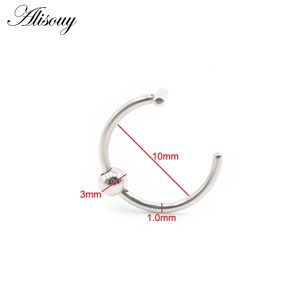 1개 스테인리스 스틸 코 링 C형 볼 스파이크 콘 립  - Body Jewelry Metal Types 리뷰 및 가격