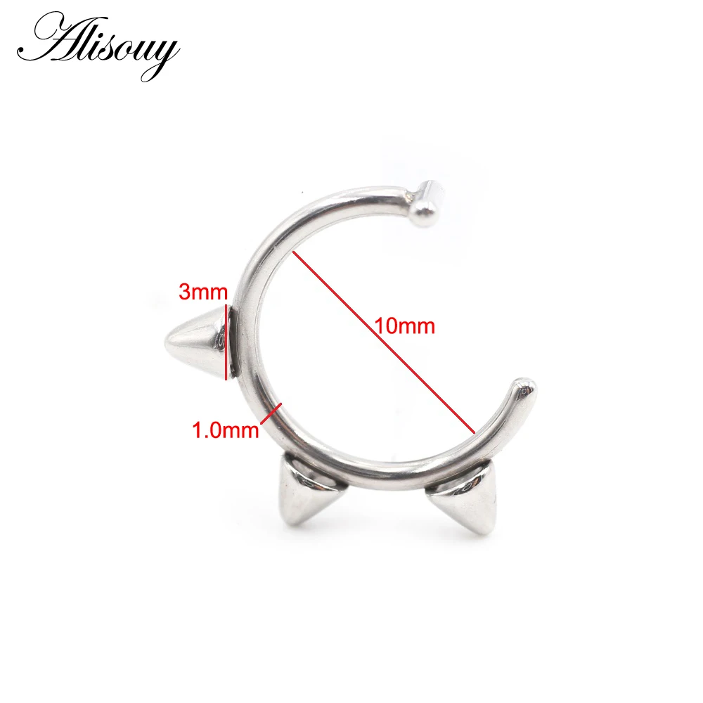 1개 스테인리스 스틸 코 링 C형 볼 스파이크 콘 립  - Body Jewelry Metal Types 리뷰 및 가격