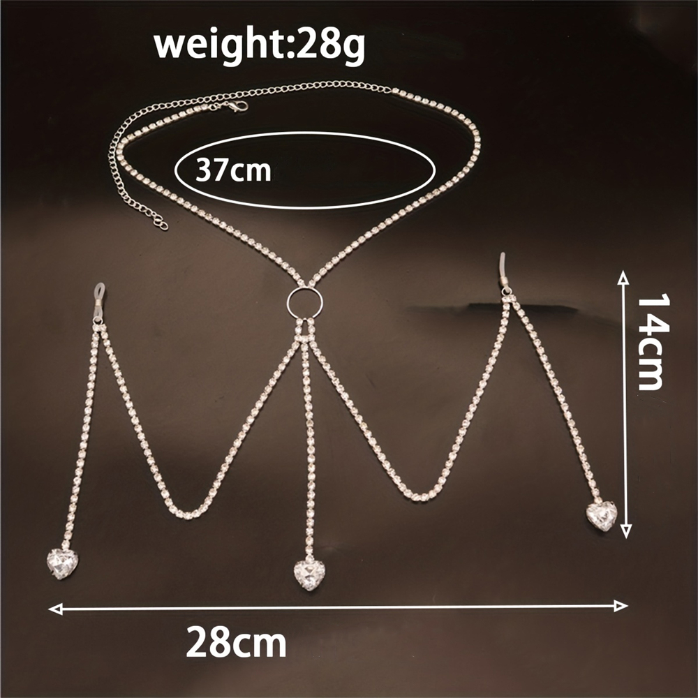 빛나는 라인스톤 물방울 하트 모양 바디 체인, 절묘한  - Body Jewelry Chest 리뷰 및 가격