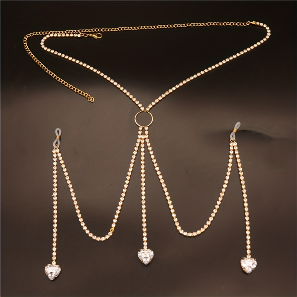 빛나는 라인스톤 물방울 하트 모양 바디 체인, 절묘한  - Body Jewelry Chest 리뷰 및 가격
