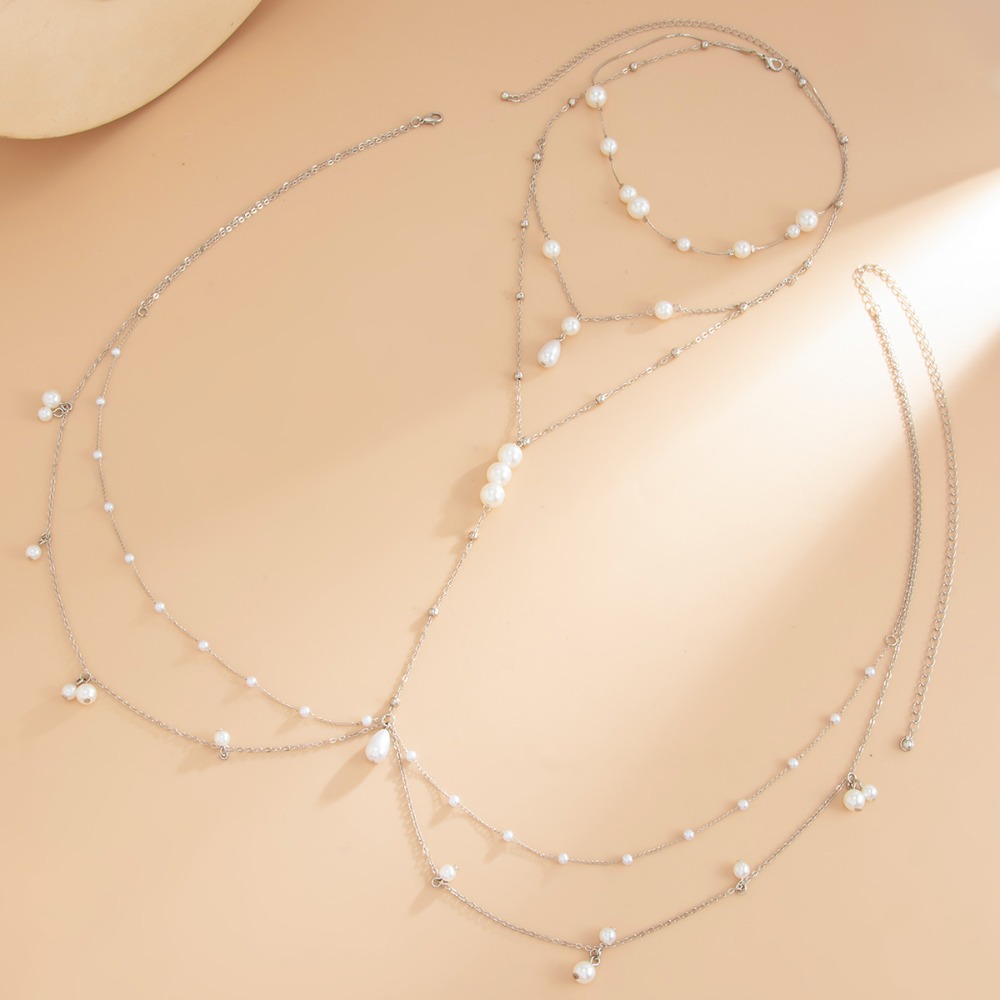 멀티 레이어 인조 진주 목걸이 가슴 배꼽 체인 일체형  - Body Jewelry Chest 리뷰 및 가격