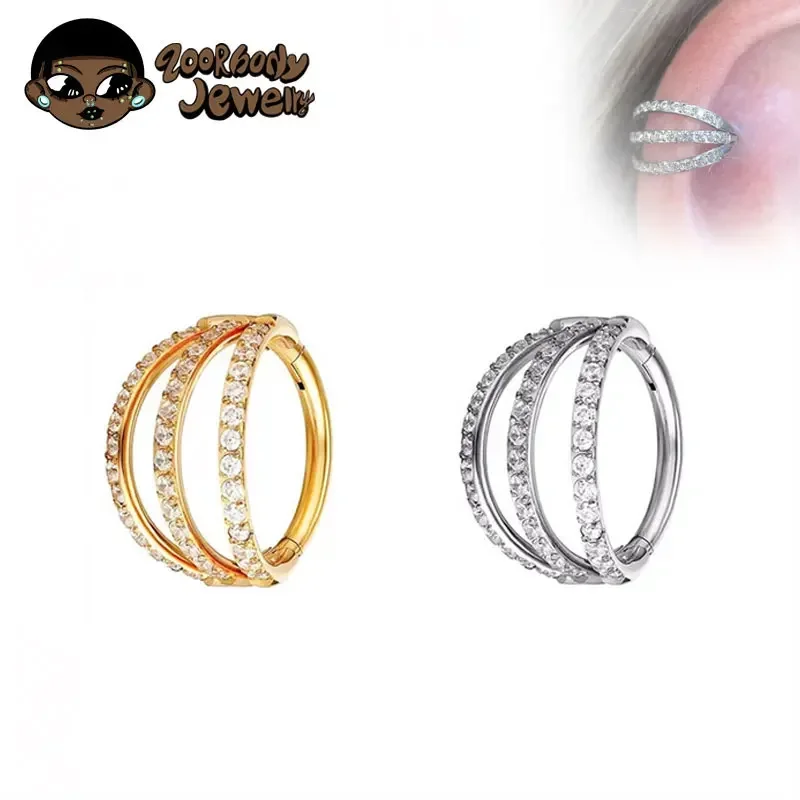 G23 티타늄 힌지 세그먼트 코 링 3 레이어 CZ S - Septum Clicker Ring 리뷰 및 가격