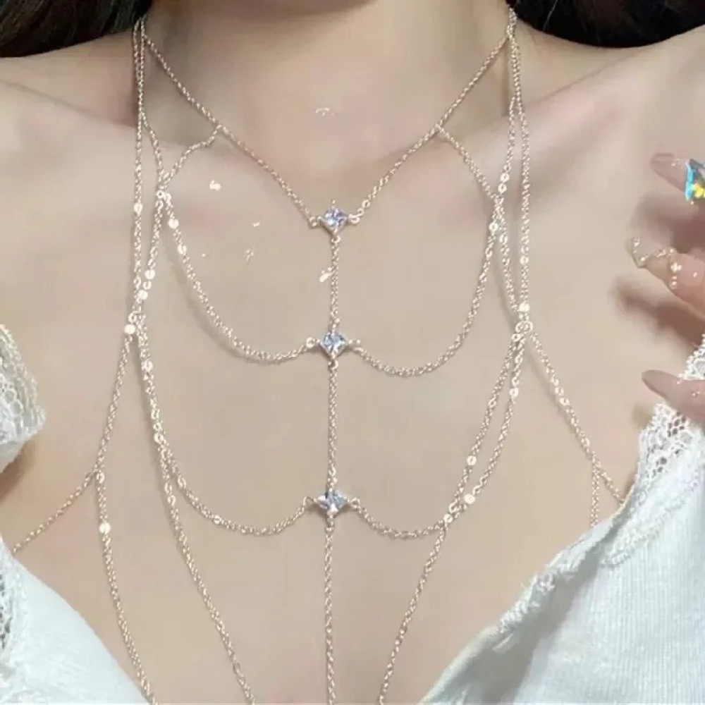 바디 주얼리 글리터 라인스톤 버스트 체인 멀티 레이어  - Body Jewelry Luxury 리뷰 및 가격