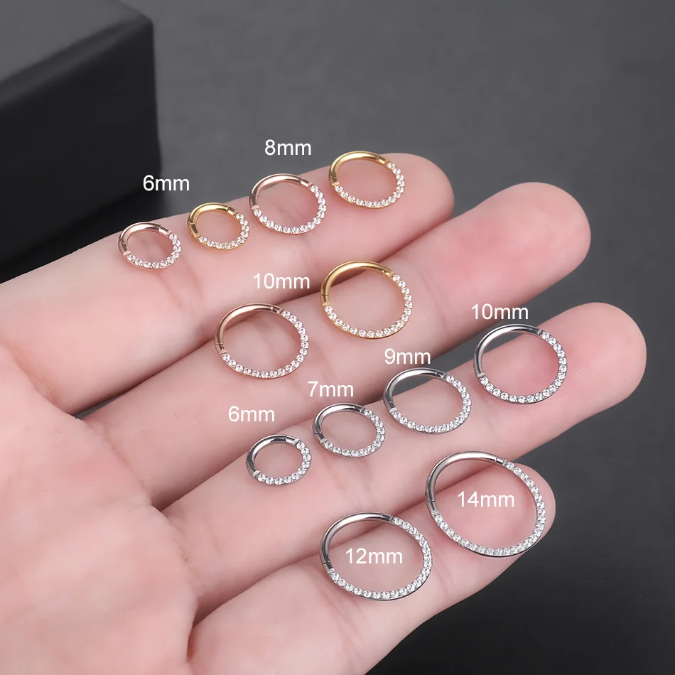 F136 티타늄 코 피어싱 힌지 비드 고리 CZ 스톤  - Septum Clicker Ring 리뷰 및 가격