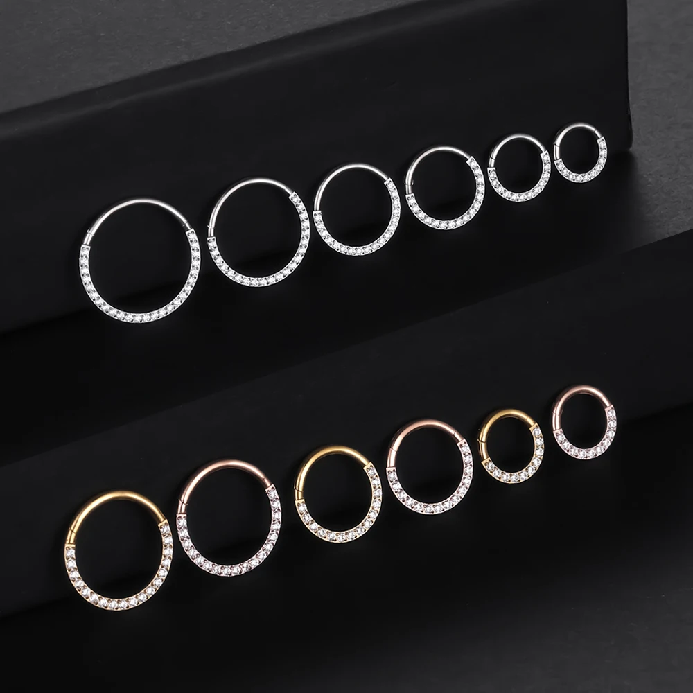 F136 티타늄 코 피어싱 힌지 비드 고리 CZ 스톤  - Septum Clicker Ring 리뷰 및 가격